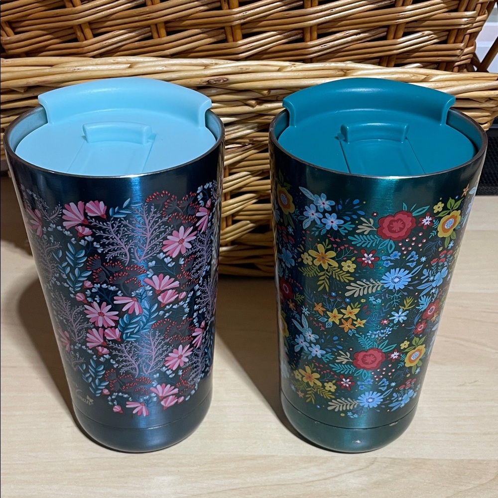 Floral Insulated Tumblers - Blue and Multicolor